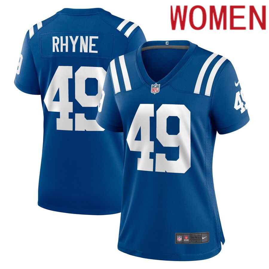 Women Indianapolis Colts 49 Forrest Rhyne Nike Royal Game Player NFL Jersey